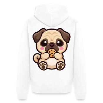 Mops Hund Keks Cartoon Kawaii Süßigkeit - Unisex Premium Bio Zip Hoodie - Weiß - Hinten - Thijin (182cm)