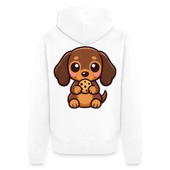 Dackel Hund Cartoon Kawaii Süßigkeit - Unisex Premium Bio Zip Hoodie - Weiß - Hinten - Thijin (182cm)