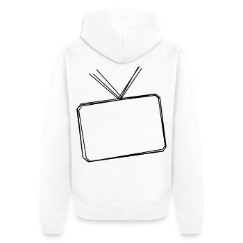Fernseher handgezeichnet - Unisex Premium Bio Zip Hoodie - Weiß - Hinten - Thijin (182cm)