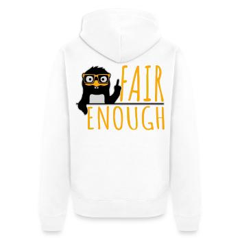 Fair Enough Witty Funny Sarcastic Pinguin Nerd - Unisex Premium Bio Zip Hoodie - Weiß - Hinten - Thijin (182cm)