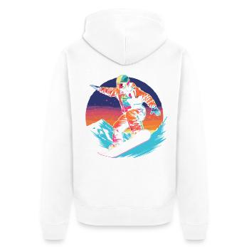 90er Jahre Snowboarder - Unisex Premium Bio Zip Hoodie - Weiß - Hinten - Thijin (182cm)