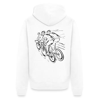 Rennradfahrer Zeichnung - Unisex Premium Bio Zip Hoodie - Weiß - Hinten - Thijin (182cm)