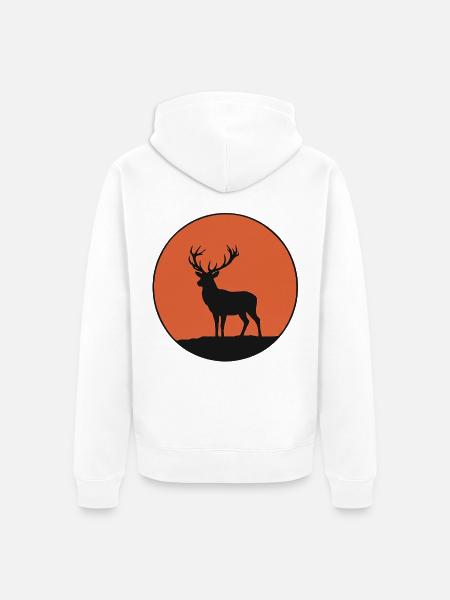 Hirsch Geweih Sonnenuntergang - Unisex Premium Bio Zip Hoodie - Weiß