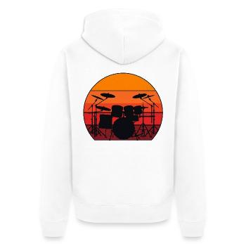 Schlagzeug Sonnenuntergang - Unisex Premium Bio Zip Hoodie - Weiß - Hinten - Thijin (182cm)