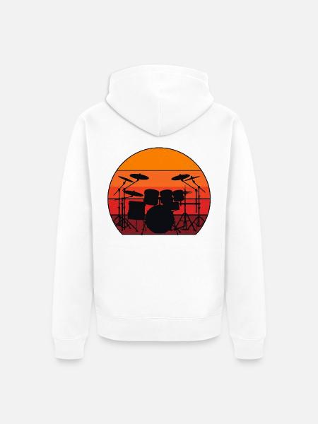 Schlagzeug Sonnenuntergang - Unisex Premium Bio Zip Hoodie - Weiß