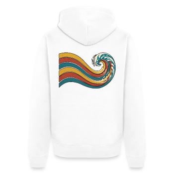 Retro Welle - Unisex Premium Bio Zip Hoodie - Weiß - Hinten - Thijin (182cm)