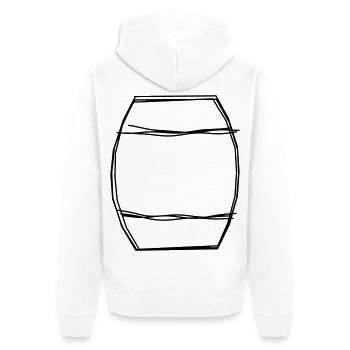 Fass handgezeichnet - Unisex Premium Bio Zip Hoodie - Weiß - Hinten - Thijin (182cm)