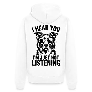 Border Collie Spruch Witz Border CollieGeschenk - Unisex Premium Bio Zip Hoodie - Weiß - Hinten - Thijin (182cm)