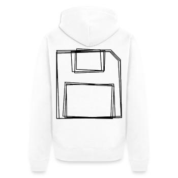 Diskette handgezeichnet - Unisex Premium Bio Zip Hoodie - Weiß - Hinten - Thijin (182cm)
