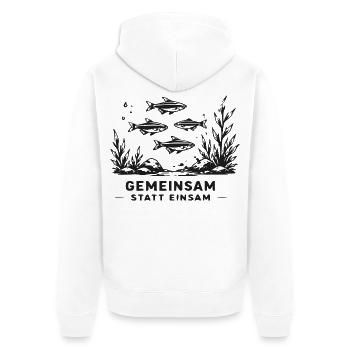 Gemeinsam Unterwasser Schwarm - Unisex Premium Bio Zip Hoodie - Weiß - Hinten - Thijin (182cm)