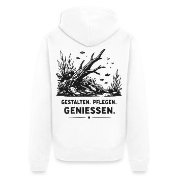 Unterwasser-Wald Fische - Unisex Premium Bio Zip Hoodie - Weiß - Hinten - Thijin (182cm)