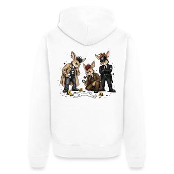 Bunny Punk Detektive im Noir Stil - Unisex Premium Bio Zip Hoodie - Weiß - Hinten - Thijin (182cm)