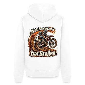 Motocross Enduro Offroad Fahrer Stollenreifen - Unisex Premium Bio Zip Hoodie - Weiß - Hinten - Thijin (182cm)