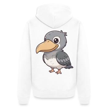 Schuhschnabel Vogel - Unisex Premium Bio Zip Hoodie - Weiß - Hinten - Thijin (182cm)