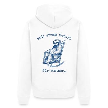 Anti-Stress-Trägheit - Unisex Premium Bio Zip Hoodie - Weiß - Hinten - Thijin (182cm)