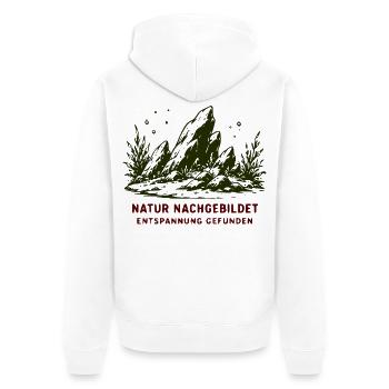 Natur Nachgebildet Entspannung Gefunden - Unisex Premium Bio Zip Hoodie - Weiß - Hinten - Thijin (182cm)