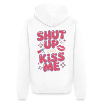 Shut Up And Kiss Me Küss Mich Einfach Valentinstag - Unisex Premium Bio Zip Hoodie - Weiß - Hinten - Thijin (182cm)
