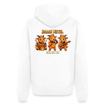 BAAAH METAL Fire Goat Shirt rocker Metal Ziege - Unisex Premium Bio Zip Hoodie - Weiß - Hinten - Thijin (182cm)