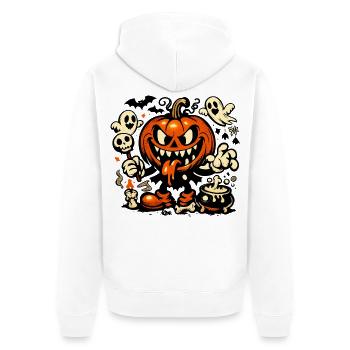 Gruseliger Kürbis Geist Fledermaus Kostüm - Unisex Premium Bio Zip Hoodie - Weiß - Hinten - Thijin (182cm)