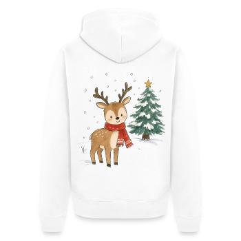 Niedliches Weihnachtsrentier im Schnee - Unisex Premium Bio Zip Hoodie - Weiß - Hinten - Thijin (182cm)