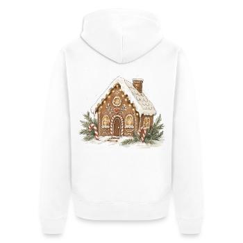 Klassisches Aquarell-Lebkuchenhaus - Unisex Premium Bio Zip Hoodie - Weiß - Hinten - Thijin (182cm)