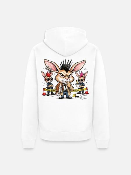 Bunny Punk Ermittler Trio - Unisex Premium Bio Zip Hoodie - Weiß