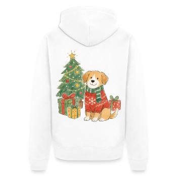 Weihnachtshund im Pullover - Unisex Premium Bio Zip Hoodie - Weiß - Hinten - Thijin (182cm)