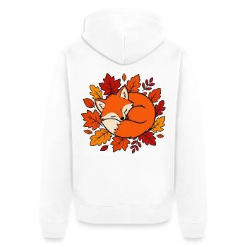 Schlafender Fuchs Herbstblätter Natur Vektor Shirt - Unisex Premium Bio Zip Hoodie - Weiß - Hinten - Thijin (182cm)