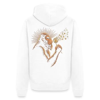 Bigfoot bläst Löwenzahn Vintage - Unisex Premium Bio Zip Hoodie - Weiß - Hinten - Thijin (182cm)