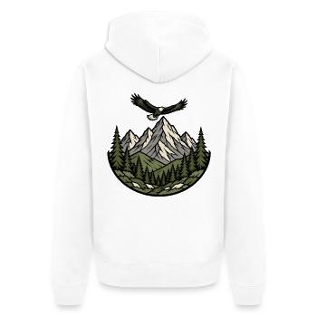 Berge Adler Wald Emblem Wandern Natur Vektor Shirt - Unisex Premium Bio Zip Hoodie - Weiß - Hinten - Thijin (182cm)
