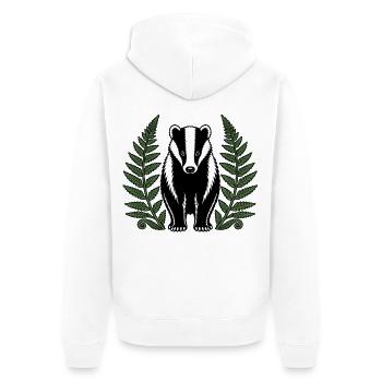 Dachs Farne Wald Tiere Heimisch Natur Vektor Shirt - Unisex Premium Bio Zip Hoodie - Weiß - Hinten - Thijin (182cm)