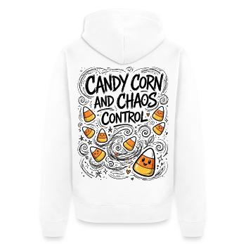 Candy Corn and Chaos Control – Halloween - Unisex Premium Bio Zip Hoodie - Weiß - Hinten - Thijin (182cm)