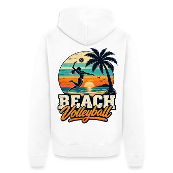 Beachvolleyball Sunset – Retro Beach Vibes - Unisex Premium Bio Zip Hoodie - Weiß - Hinten - Thijin (182cm)