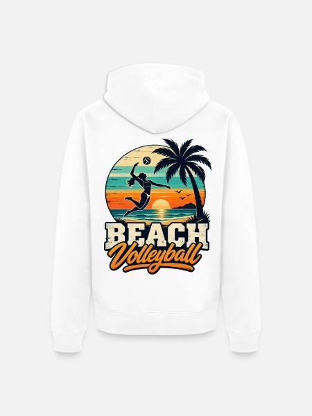 Beachvolleyball Sunset – Retro Beach Vibes - Unisex Premium Bio Zip Hoodie - Weiß