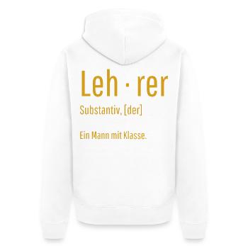 Lehrer Substantiv Definition Schule Geschenk - Unisex Premium Bio Zip Hoodie - Weiß - Hinten - Thijin (182cm)