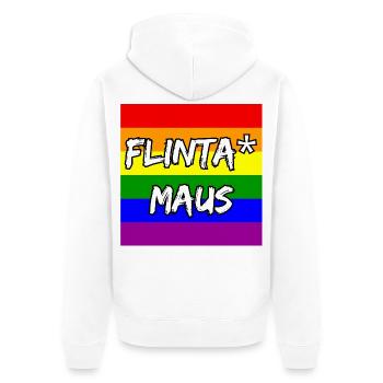 FLINTA MAUS REGENBOGEN PRIDE STATEMENT, CSD - Unisex Premium Bio Zip Hoodie - Weiß - Hinten - Thijin (182cm)