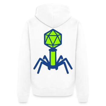 Bakteriophage Virus Icon - Unisex Premium Bio Zip Hoodie - Weiß - Hinten - Thijin (182cm)