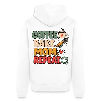 Backmama Bäckerin Köchin Mama Kaffeeliebhaberin Kunst - Unisex Premium Bio Zip Hoodie - Weiß - Hinten - Thijin (182cm)