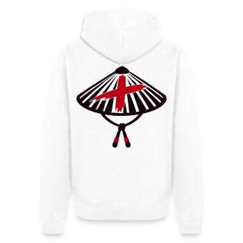 Ronin Bambushut Samurai Logo - Unisex Premium Bio Zip Hoodie - Weiß - Hinten - Thijin (182cm)