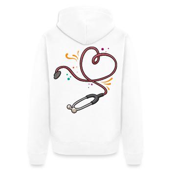 Nurse Life Stethoskop - Unisex Premium Bio Zip Hoodie - Weiß - Hinten - Thijin (182cm)