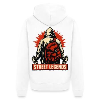 Street Legends Hoodie Motiv - Unisex Premium Bio Zip Hoodie - Weiß - Hinten - Thijin (182cm)