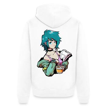 Anime Ramen - Unisex Premium Bio Zip Hoodie - Weiß - Hinten - Thijin (182cm)
