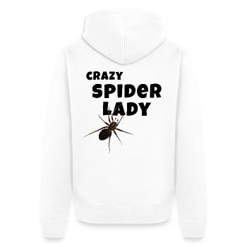 Crazy Spider Lady - Spinnen Liebhaberin - Unisex Premium Bio Zip Hoodie - Weiß - Hinten - Thijin (182cm)