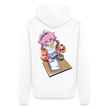 Ramen Anime Zeichnen - Unisex Premium Bio Zip Hoodie - Weiß - Hinten - Thijin (182cm)