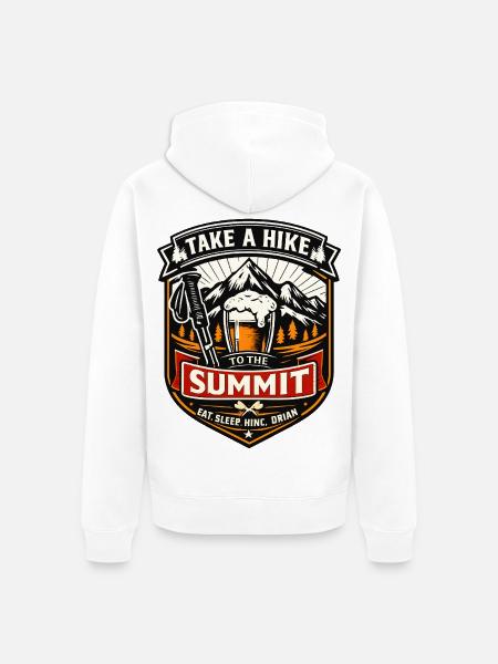 Take a Hike Patch zum Gipfel - Unisex Premium Bio Zip Hoodie - Weiß
