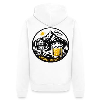 Bier am Berggipfel - Unisex Premium Bio Zip Hoodie - Weiß - Hinten - Thijin (182cm)