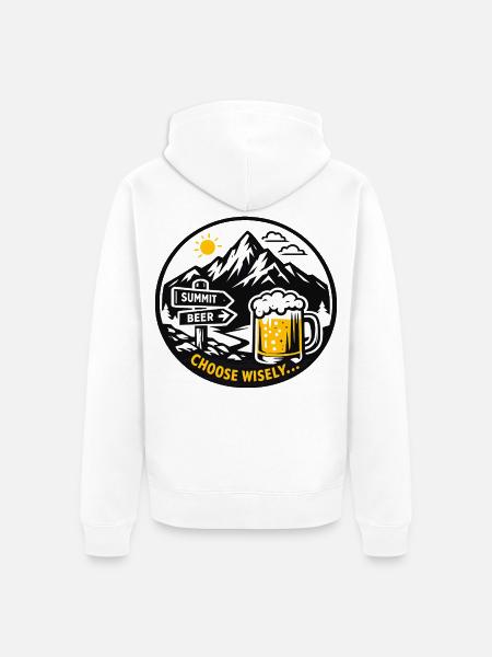 Bier am Berggipfel - Unisex Premium Bio Zip Hoodie - Weiß