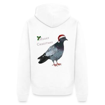 Merry Christmas Taube - Mit Weihnachtsmütze - Unisex Premium Bio Zip Hoodie - Weiß - Hinten - Thijin (182cm)
