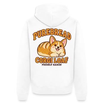 PureBread Corgi Laib Illustration - Unisex Premium Bio Zip Hoodie - Weiß - Hinten - Thijin (182cm)