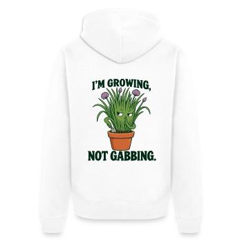 Ich wachse, nicht quatschen - Unisex Premium Bio Zip Hoodie - Weiß - Hinten - Thijin (182cm)